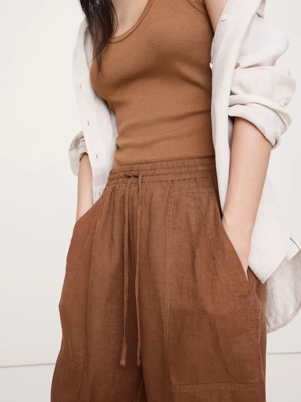 Banana Republic Wide-Leg Linen Pants in Brown